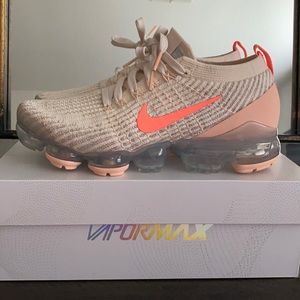 Nike Vapormax Beige and Coral Athletic Shoes